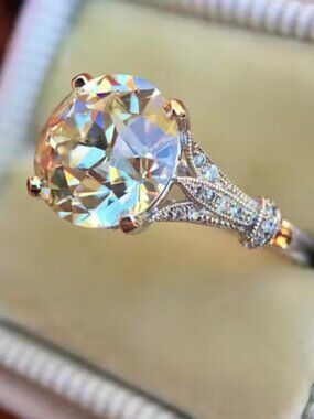 925 Sterling Silver Round Zircon Engagement Ring | Luxury Bridal Statement Ring